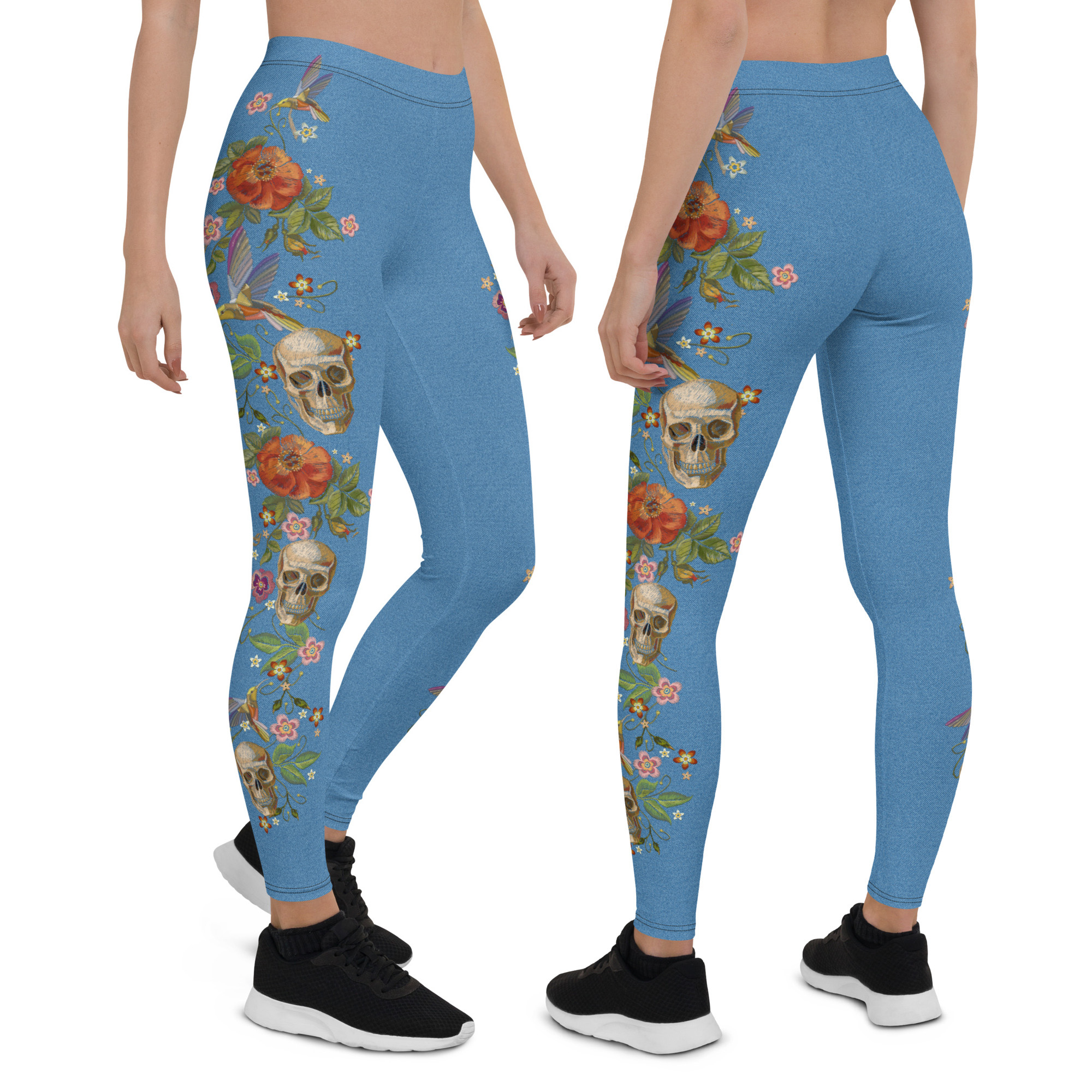 Embroidery floral print leggings
