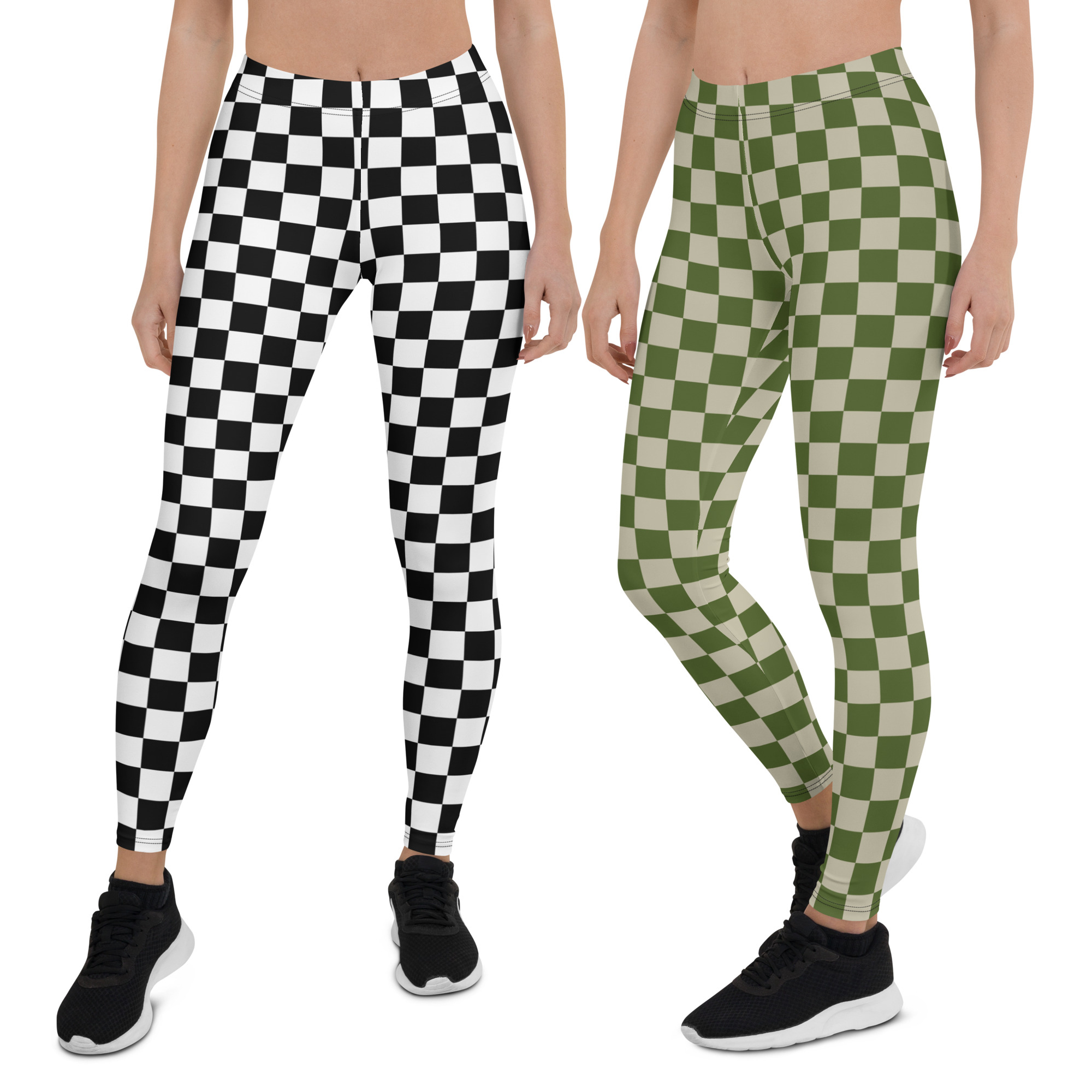 black and white Checkerboard Leggings